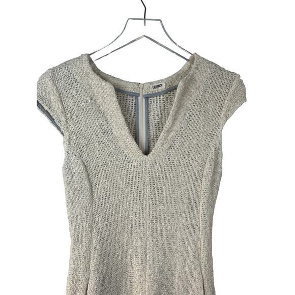 L'Agence Tweed Knit Cap Sleeve Ivory Metallic‎ Shimmer Sheath Dress - Picture 6 of 11